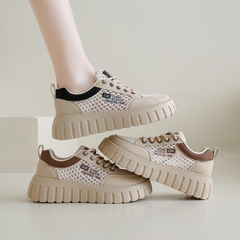 Summer Little White Shoes New Female Students Heightening Mesh Breathable Board Shoes Casual Shoes 2-