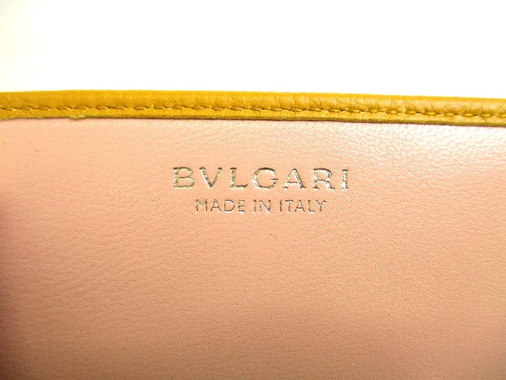 Authentic BVLGARI Yellow Leather Logo Clip Gold H/W Flap Long Wallet #b025  Open box