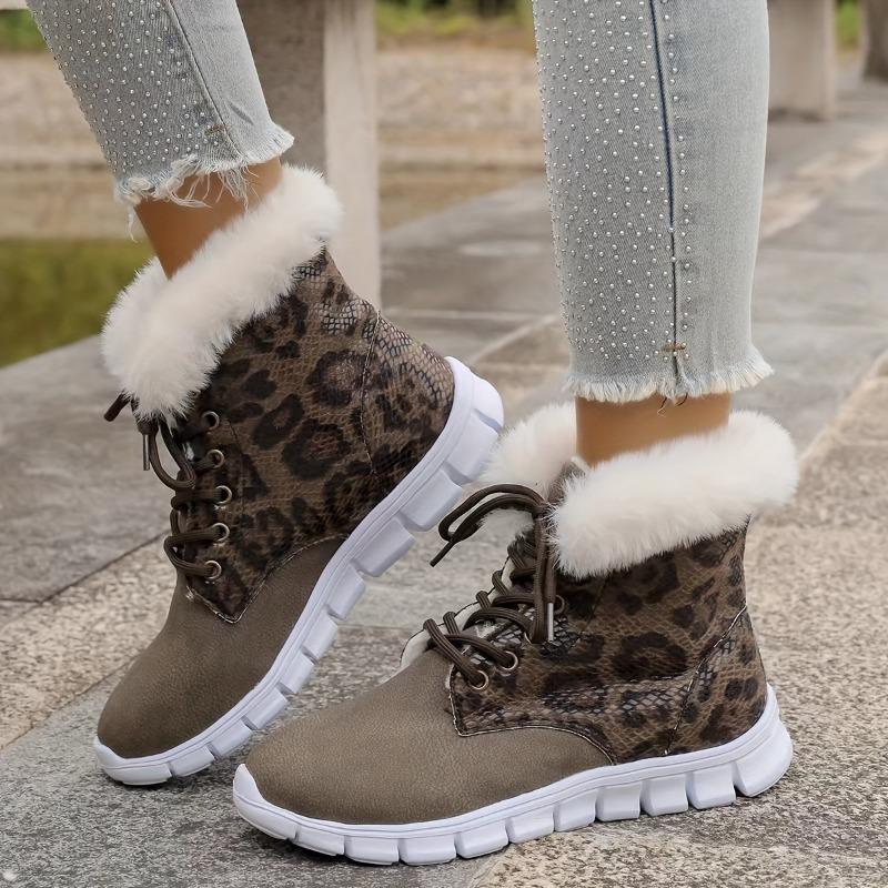 Women's Winter Furry Slip-Resistant Platform Sneakers/Boots - Thick Platform Height Increase