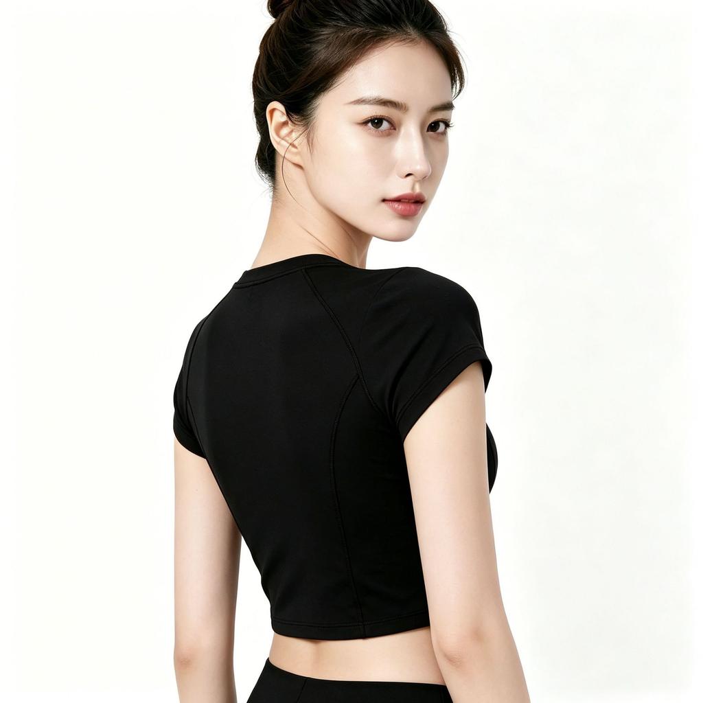 Quick-drying Breathable Yoga Clothes Top Women's 1011 New Beautiful Nude Skin-friendly Short-sleeved Pilates Fitness Suit Summer