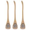 3Pcs Honey Dipper Reusable Wooden Carving Honey Spoon Mixing Stick for Home Kitchen RestaurantWood Color