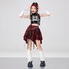 Kids Fashion Hiphop Design Clothes Set Girl Hip Hop Cropped T-shirt Skirt 2 Piece Dance Costume Suit Child Y2k Streetwear Outfit