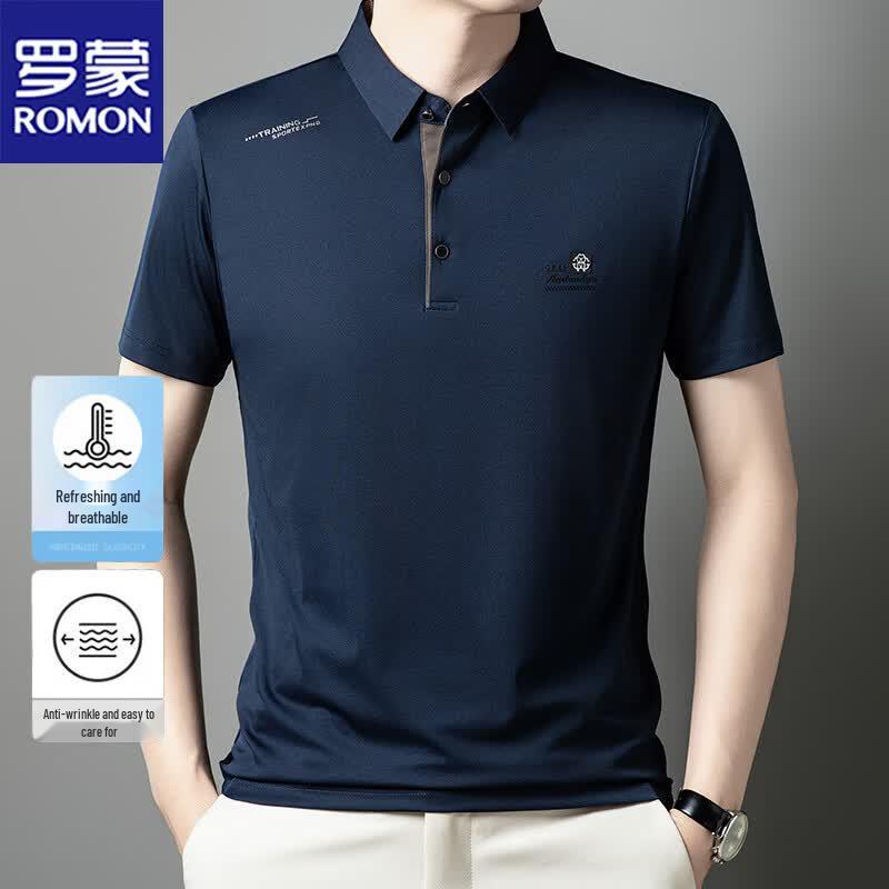ROMON Men's Breathable Anti-Wrinkle Polo Shirt