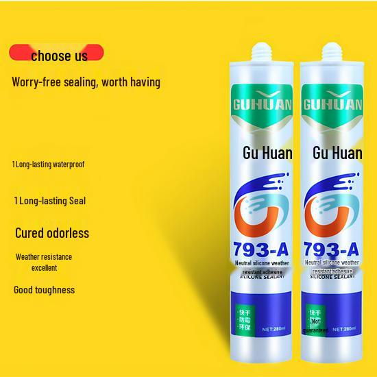 GuHuan 793 Neutral Silicone Sealant: Waterproof, Mildewproof, Weatherproof - Available In White, Transparent, and Gray.