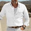 Men's Casual Cotton Linen Shirts for Men Hawaiian Shirts Breathable Solid Color Basic Style Men Clothing
