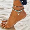 Tree of Life Anklets For Women Turtle Shell Starfish Elephant Ankle Bracelet Multilayer Chain On Leg Foot Boho Summer Jewelry