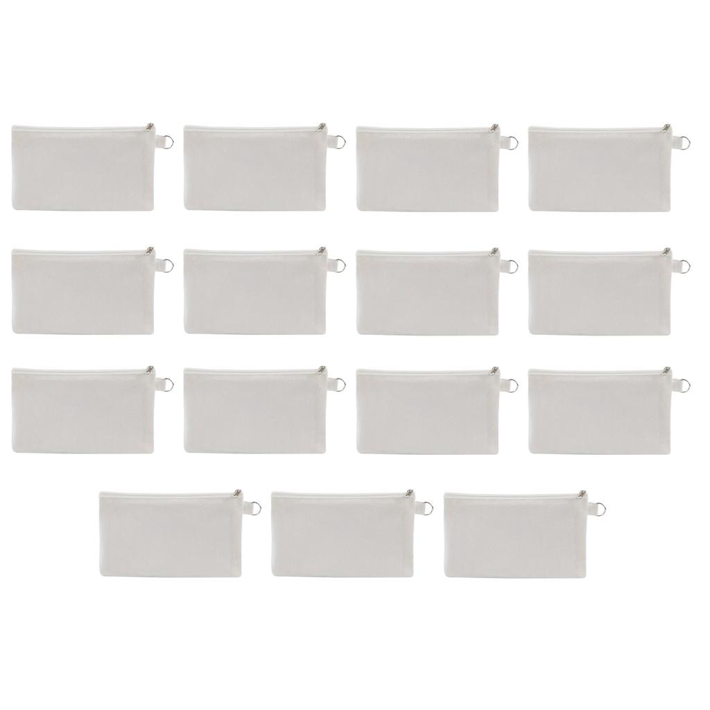 15 Stück Stabile Leere Sublimations-Canvas-Reißverschluss-Aufbewahrungstaschen Perfekt für Reisen, Schulbedarf und Bastelarbeiten