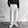 Men White Straight Pants Fashion Korean Loose Suit Trousers Casual Draped Baggy White Wide Pant Male Streetwear