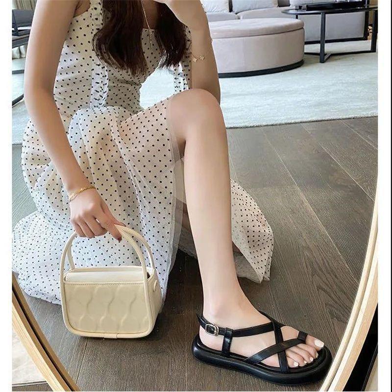 Mezzanine Thick-soled Roman Sandals Fairy Wind Ins Summer New Non-slip Soft Sole Versatile Flat Bottom