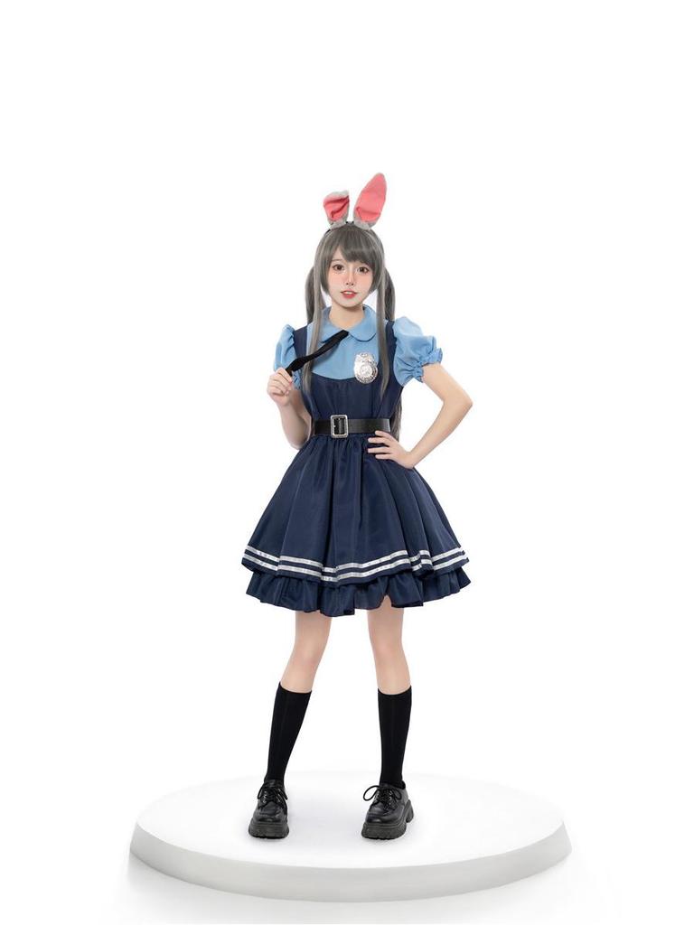 Judy Rabbit Police Officer Anime Cosplay Costume for Halloween Festival