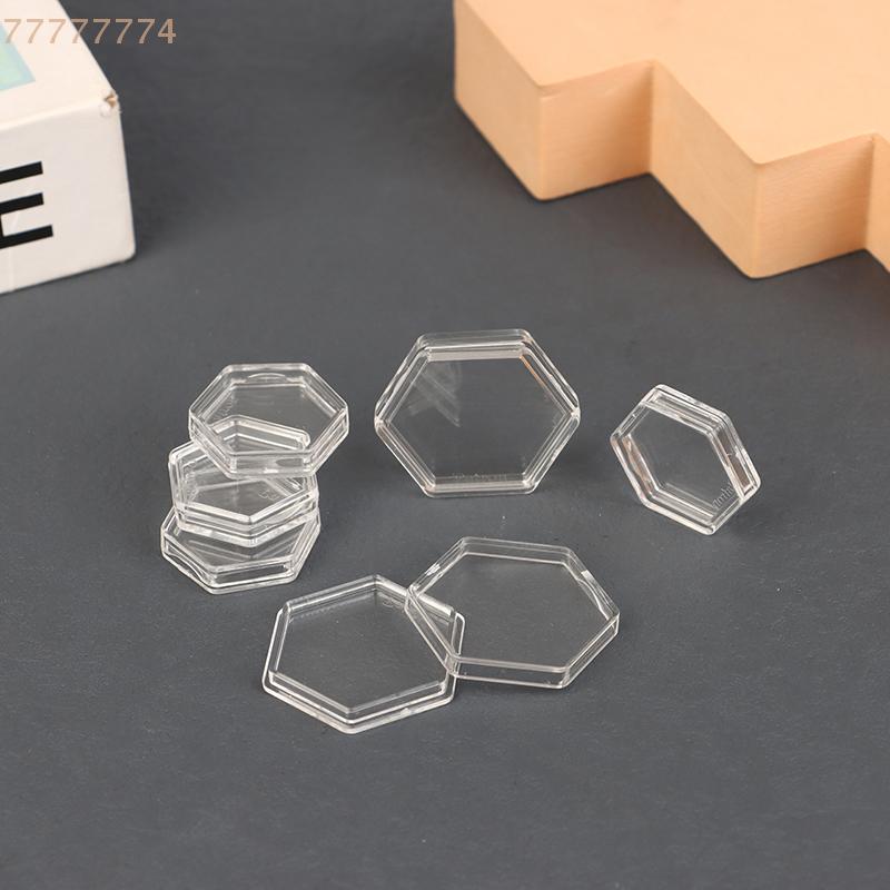 8Pieces Game Token Collection Holder Boxes for Gaming Accessories Hexagon Clear Plastic Acrylic Protector Containers Case Board