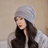Autumn and winter hats women's cold hats big head circumference versatile knitted thin crimped outdoor stacking hats women's winter