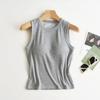 Navava Women S Nt2722 wireleSS Bra Cup Integrated Rib Crop Tank Top