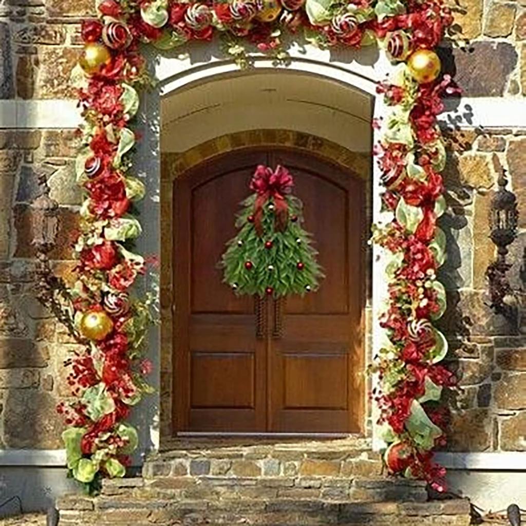 Green Christmas Tree Hanging Fabric Door Hanging Wreath Christmas Tree Ornament Hanging Front Door Party Decoration Supplies