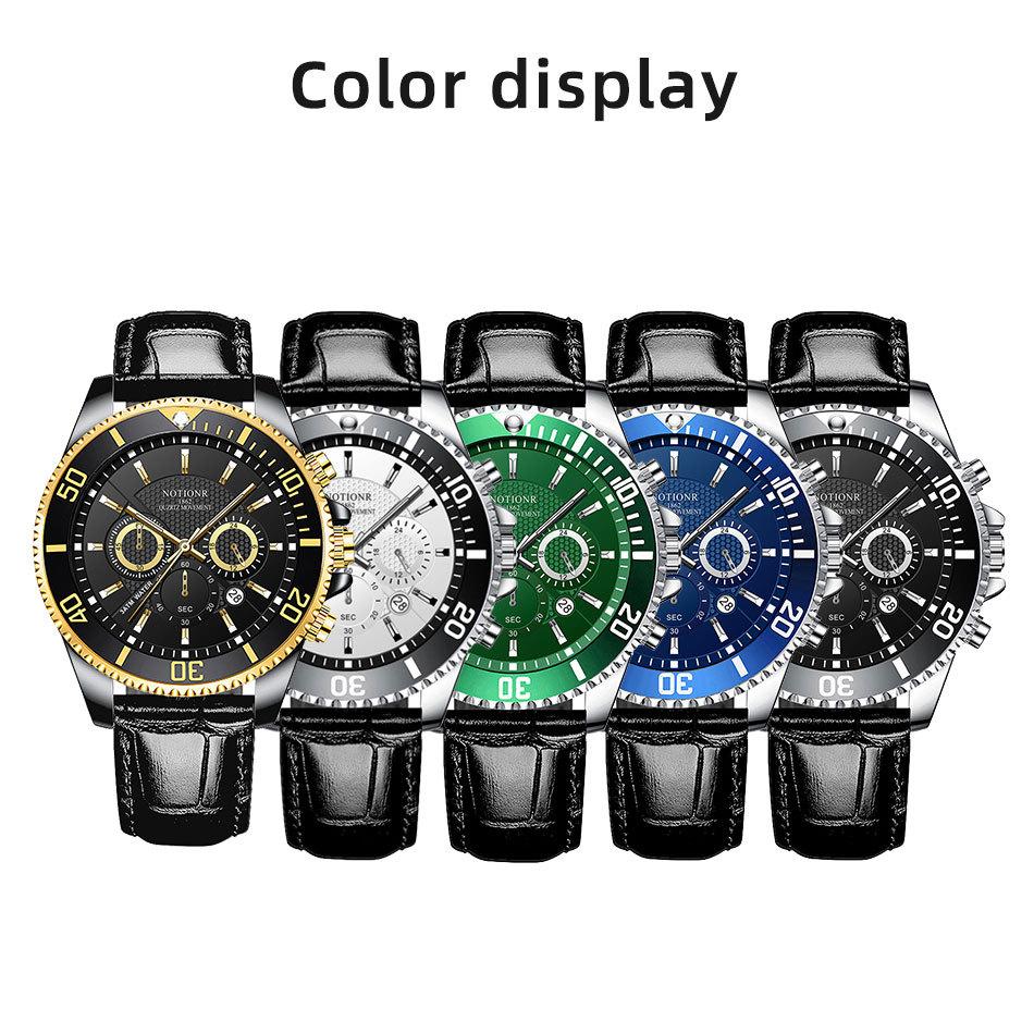 Fashion Business Men's Watch Large Dial Watch Sport Men's Watch Casual Watch Calendar Watch Leather strap