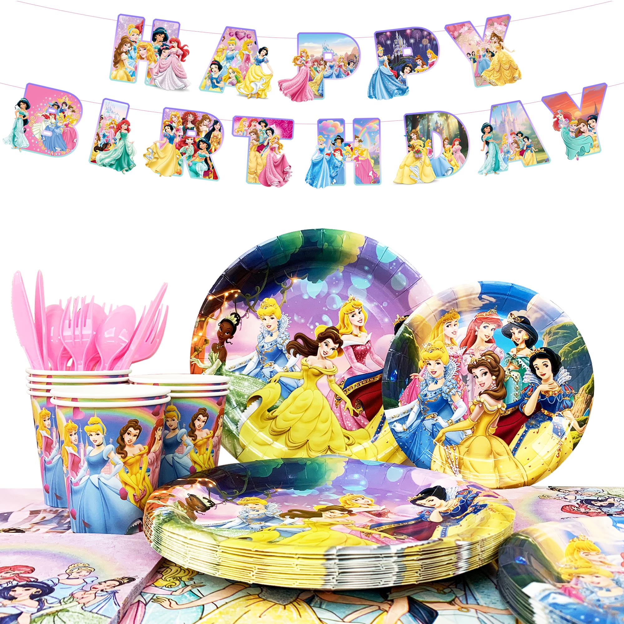 Cartoon Birthday Decors Tableware, Cartoon Party Decors Set - Cartoon Theme Party Cups Napkins Tablecloth Banners etc Cartoon Party Supplies Serves 16 жёлтый