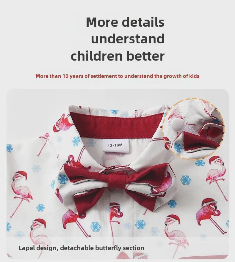 Costum de Crăciun pentru băieți europeni și americani, din două piese: Ținuta festivă a bebelușului