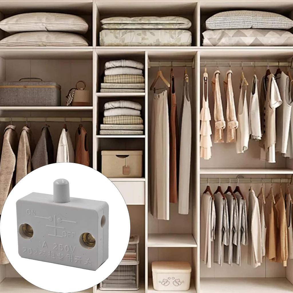 2PCS Cabinet Light Switch, White Touch Switches for Closet Door, Automatic Open/Close Door Switch for Wardrobe, Pantry, and Cabinet, Compatible with
