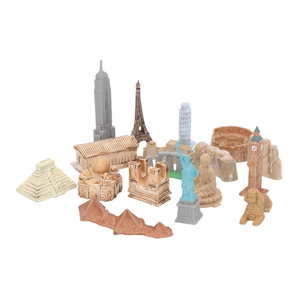KIMISS 17-Piece World Ancient Architecture Miniature Set - Exquisite Small Building Collection for Egyptian Pyramid Model Kit, Perfect for Interior
