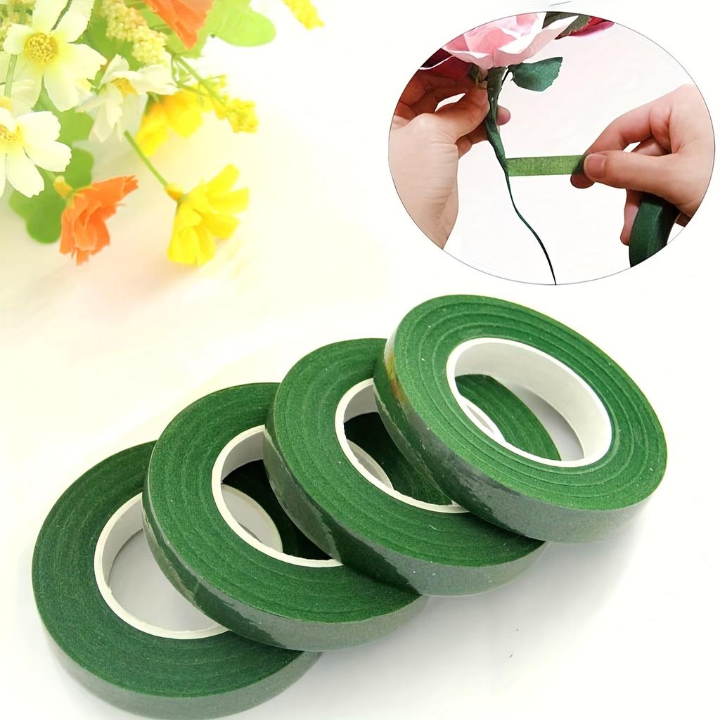 1 Rolls Floral Gardening Tape - 20m Self-Adhesive Green Floral Stem Tape - DIY Craft Material for Bouquet Wrapping, Wedding Supplies and Decoration