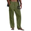 Men's Casual Loose And Comfortable Casual Pants Cotton Linen Printed Drawstring Trousers