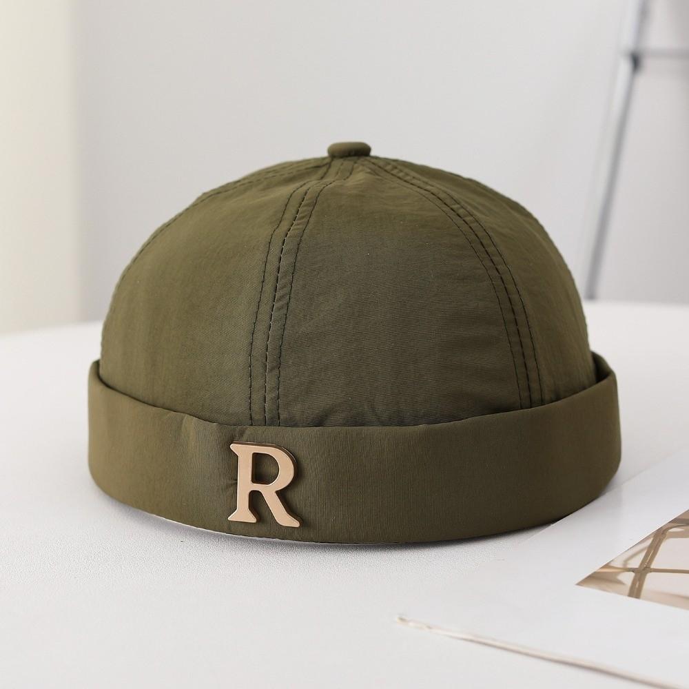 

Streetwear Beanie Hat R Letter Landlord Hat Fashion Brimless Docker Cap Spring зелёный