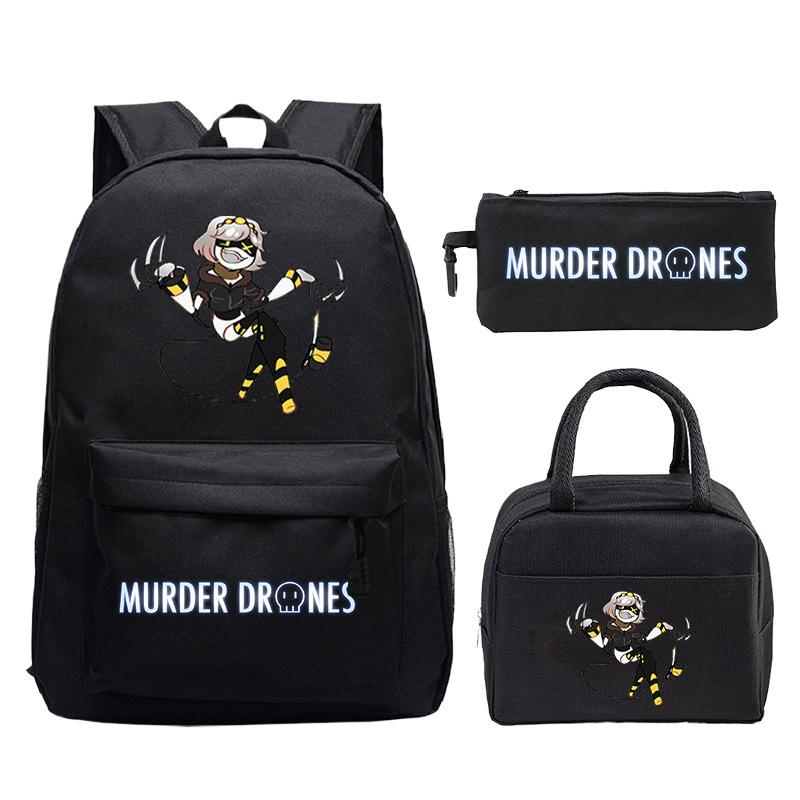 Murder Drones Cartoon Printed Children's Backpack Set Student School Bag Lunch Bag Casual Pencil Bag