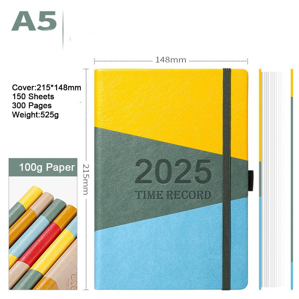 A5 verdickter Business-Notizblock aus Leder, Arbeitsnotizbuch, Besprechungsprotokollbuch, Tagesplaner 2025, Studiennotizen für Studenten, Tagebuch, 150 Blatt
