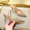 Fashion 2024 Sequined Women High Heeled Sandals Summer Fashion Mesh Rhinestone Slingback Woman Pumps Elegant Sandals Party Lady Shoes