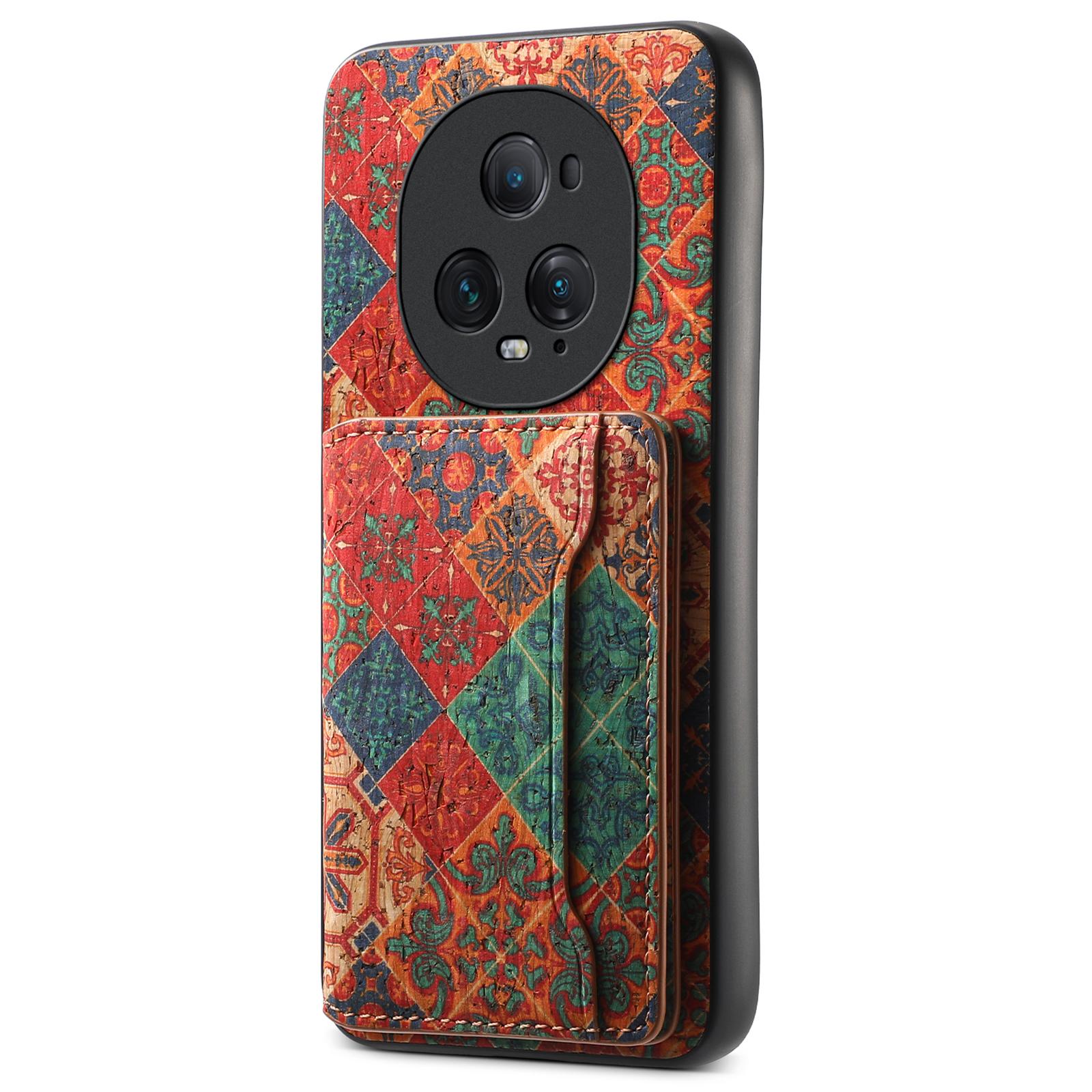 

For Honor Magic5 Ultimate 5G Case Floral Pattern Hybrid Phone Cover Card Slot Kickstand Winter/Blue