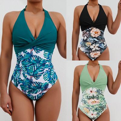 Bedruckter Bindeband Hohe Taille Einteiler Sexy Bikini Badeanzug Damen Mode Elegant Strandurlaub Kleidung
