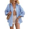 Autumn Women Blouse Casual Ladies Tops Autumn Loose Casual Stripe Shirts