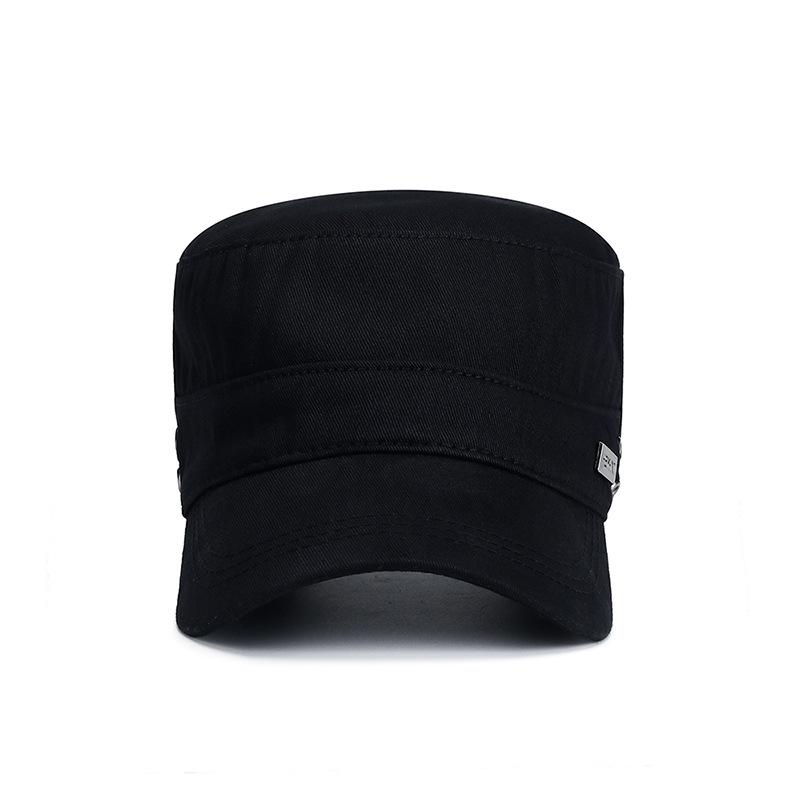Men's Outdoor Casual Flat-topped Cap with Air Holes Metal Square Label Sunshade Breathability and Adjustable Baseball Cap