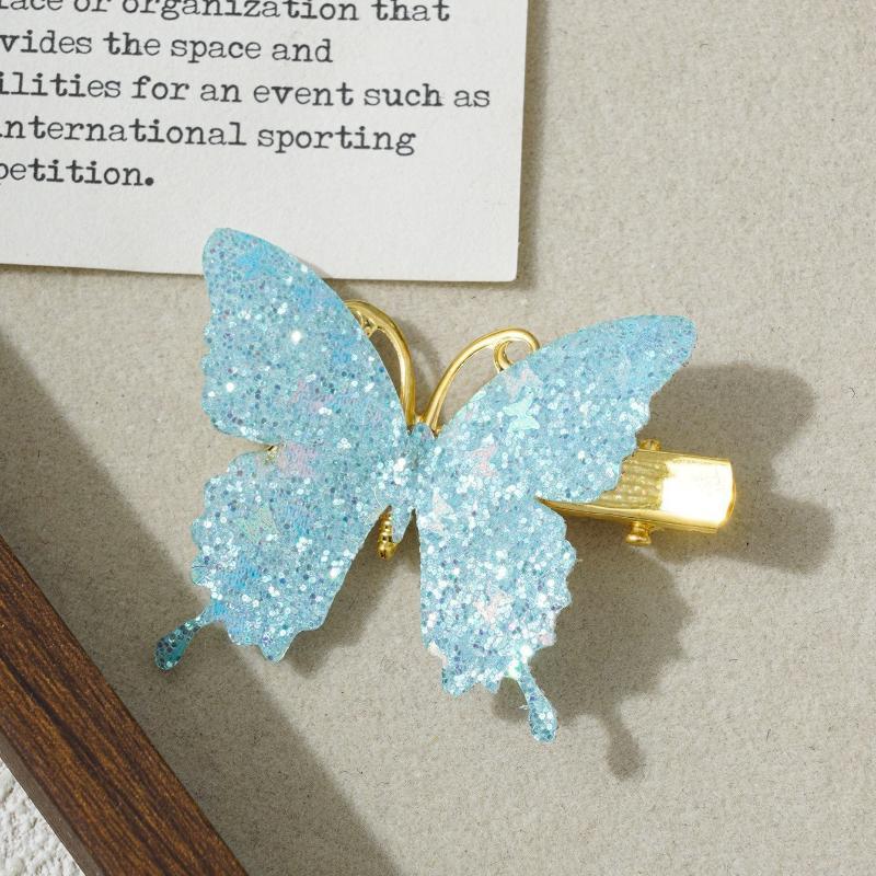 Lovely Glitter Butterfly Hair Clips Non Slip Durable Hair Pins for Little Girls Birthday Party Favor Daily Wear