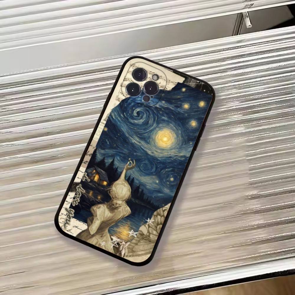 Van Gogh A-Art Aesthetic Phone Case For iPhone 17, 16,15,14,13,12,11 Plus,Pro Max, Others Soft Black Cover