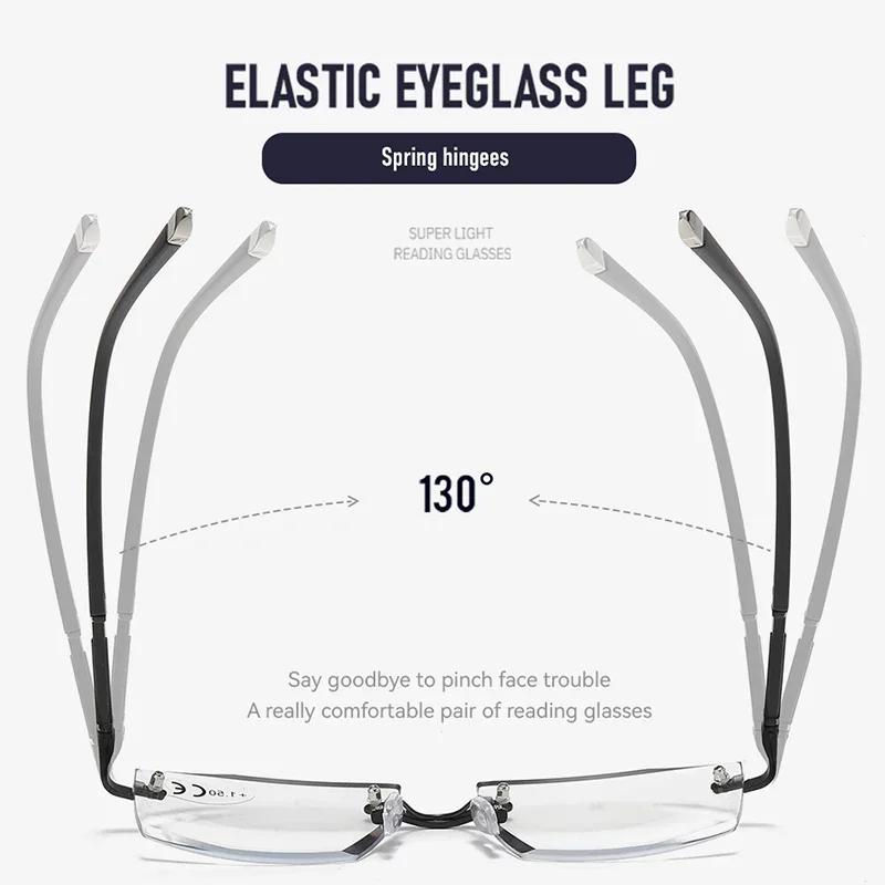 Rimless Pochromic Reading Glasses for Men Women Multifocal Far Sighted Eyewear Retro Anti-blue Light Presbyopia GLasses