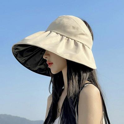 Summer Empty Top Široký okraj klobouk na opalování pro ženy Klobouk proti UV opalovacímu krému Bucket Dámská venkovní plážová čepice na ochranu proti slunci