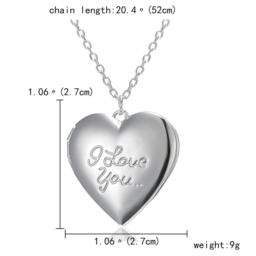 Unique Silver Color Photo Frame Pendant Necklace Carved Designs Heart-shaped Openable Locket Necklace Family Jewelry Gift