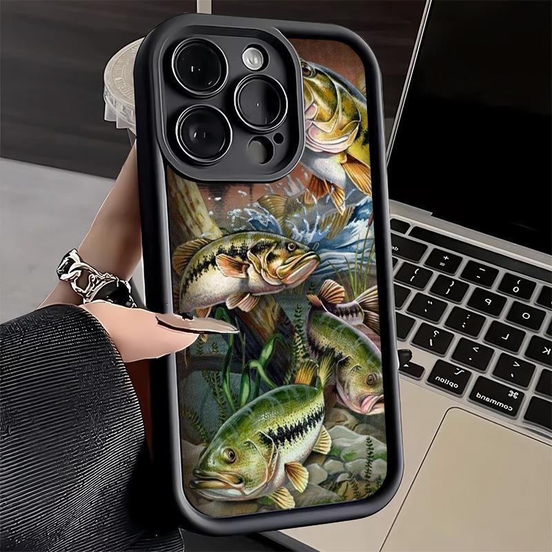Phone Case for iPhone 17 Air 16E 15 16 Pro Max Carp Fish Fishing Rod Cover 14 Plus 13 12 Mini Soft Shell Silicone Fundas