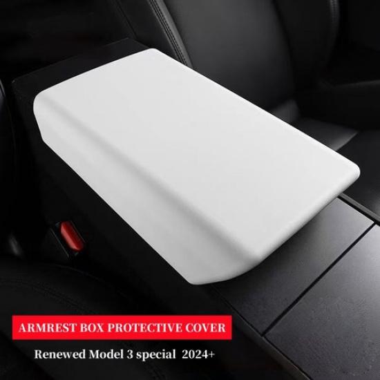 Car White Console Lid Cover - Armrest Box Panel Cover Trim For Tesla Model 3 / Y