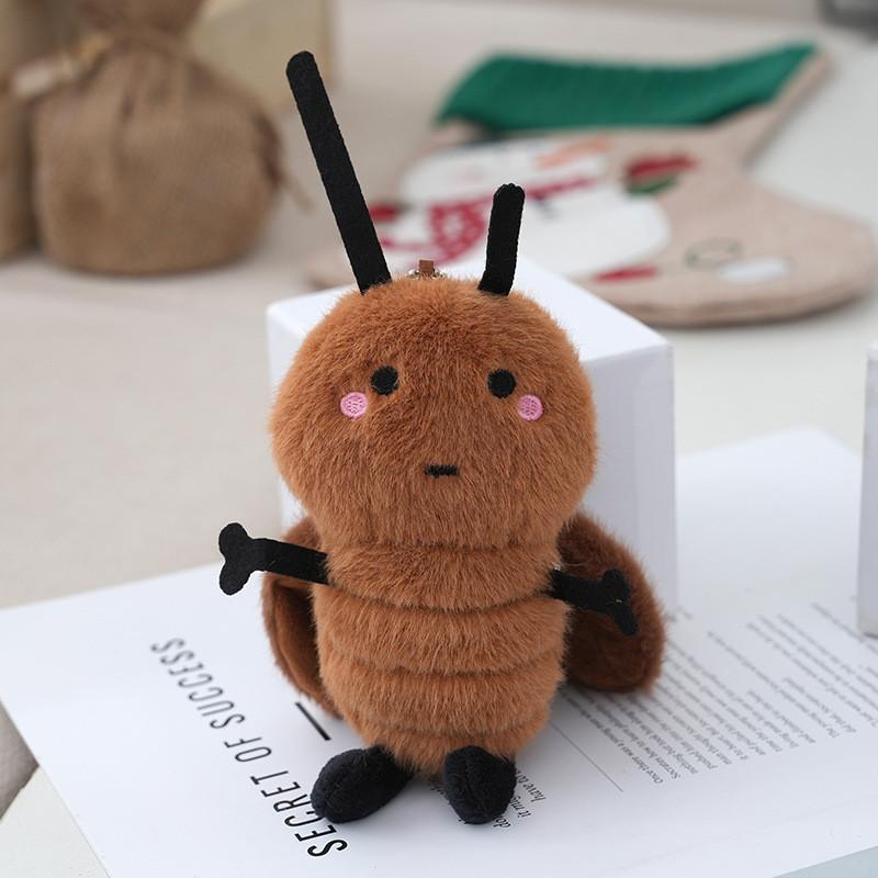 

Charming Plush Cockroach Doll Handcrafted Keychain Cute Backpack Decoration Black Eye