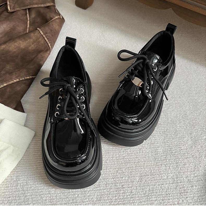 Versatile Skirt Black Platform Mary Jane Small Leather Shoes Women's 2025 New Autumn Round Head Retro Thick Heel Single Shoes