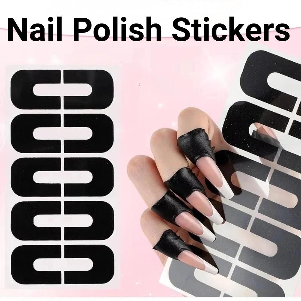 100Pcs U-Shape Nail Polish Stickers Reusable Anti-Overflow Tape Nail Art Tools