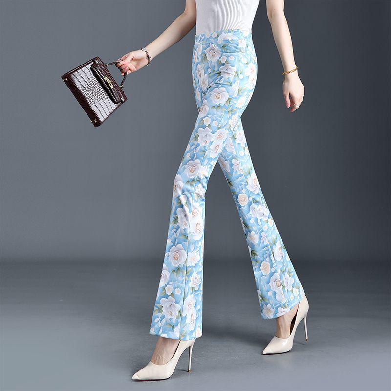 Cuihua Women's Plaid Micro-Flare Pants: Summer Fashion 2025, Slimming, Body-Shaping, and Versatile Elastic Long Pants.