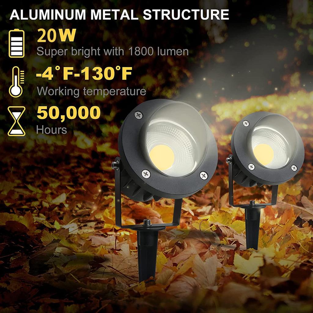 Cross 20W Waterproof LED Outdoor Landscape Spotlight with Plug for Garden, Courtyard, Lawn, and Tree Lighting