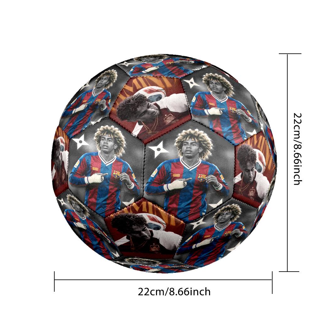 Lamine Yamal 19 Football Player Portrait Size 5 Soccer Ball Machine Sewn Indoor/Outdoor Universal Football Unique Gift for Soccer Lovers