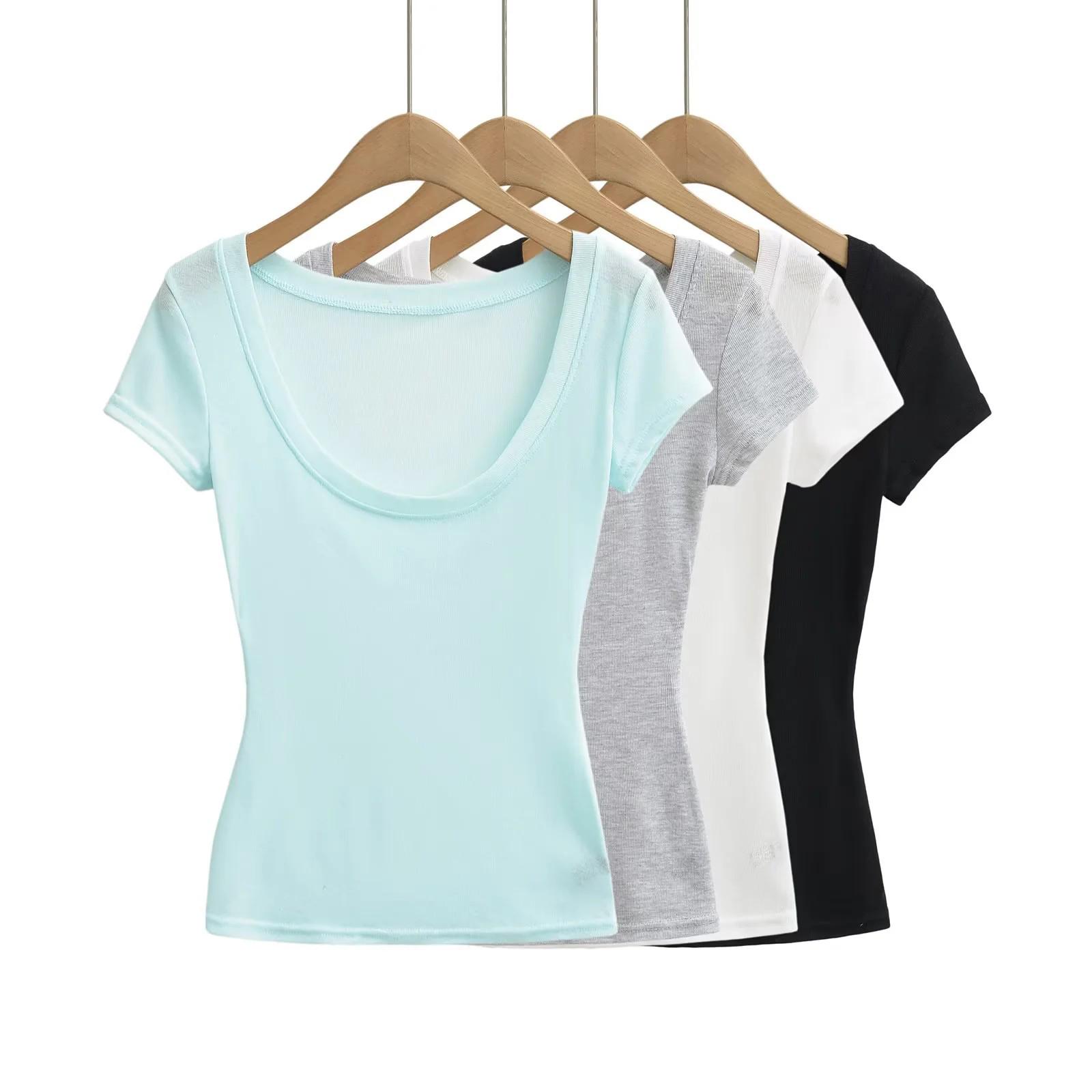 

Oxygen TEE Women s Summer 2025 Sexy Slim Short Sleeve U-Neck T-Shirt Medium