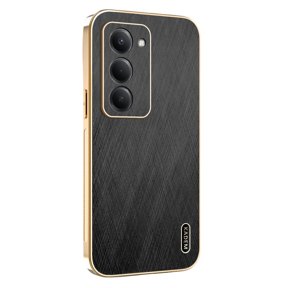 Pro Xiaomi Redmi 15 4G (EU) (171 mm) Pouzdro Elektroplating Hedvábná Textura PU+TPU Kryt Zadní Strany Telefonu