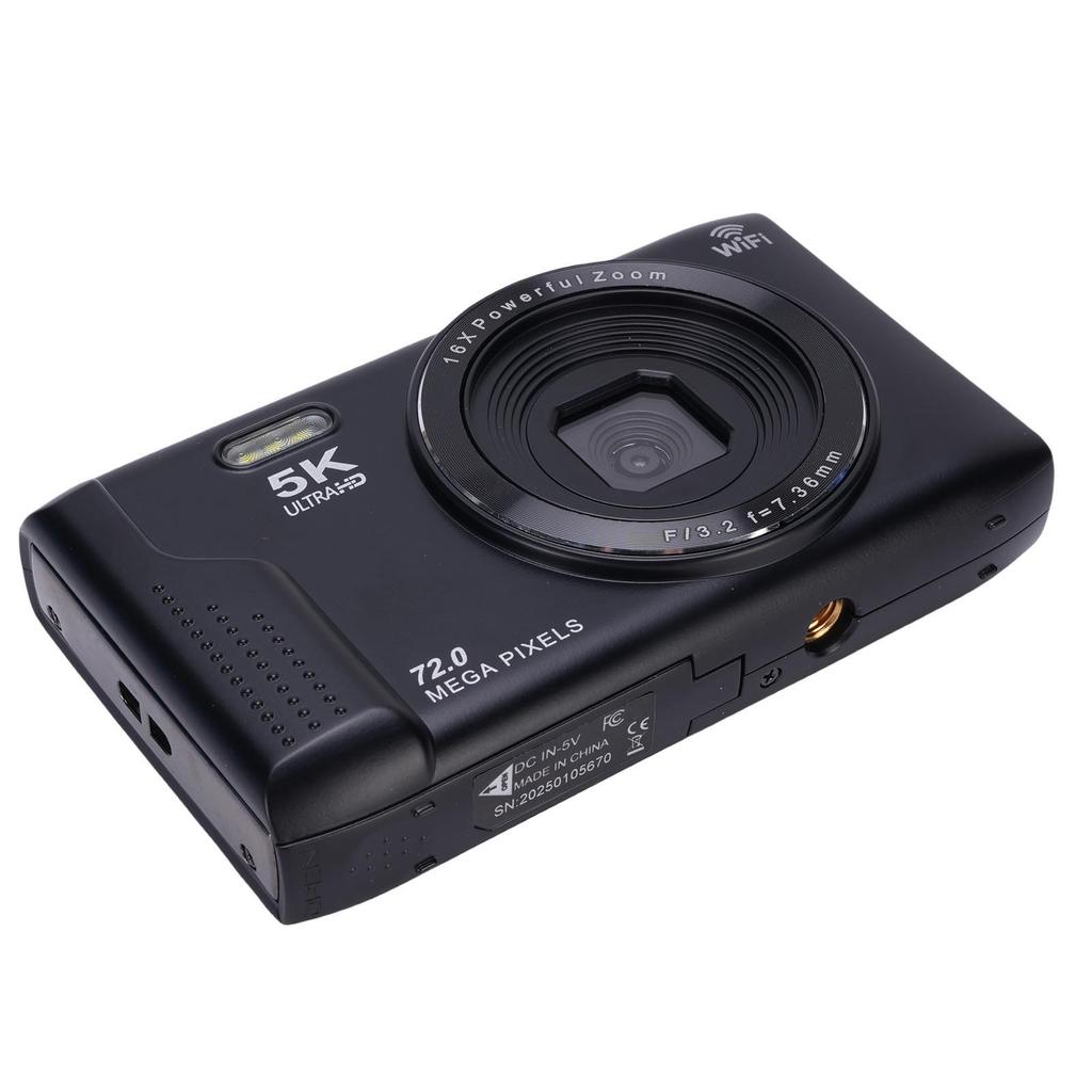 5K Digital Camera 72MP 16X Zoom 2.8 Inch LCD Screen AF Autofocus with Flash Light WiFi Camera for Travel Photography