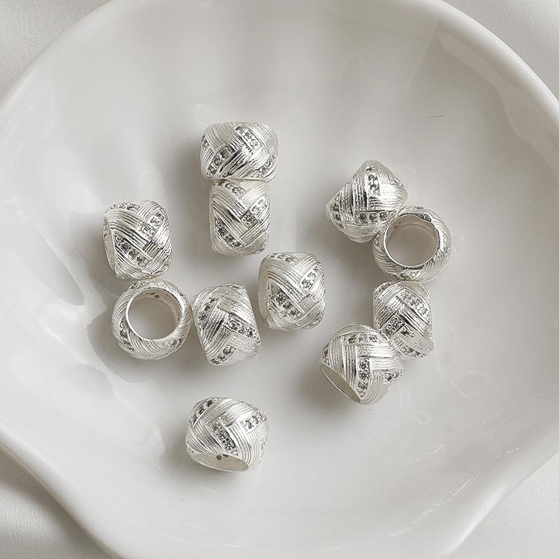 Позолоченная 14K цепочка Роло с крупноотверстием, бусина из циркона с матовой поверхностью, для изготовления украшений своими руками